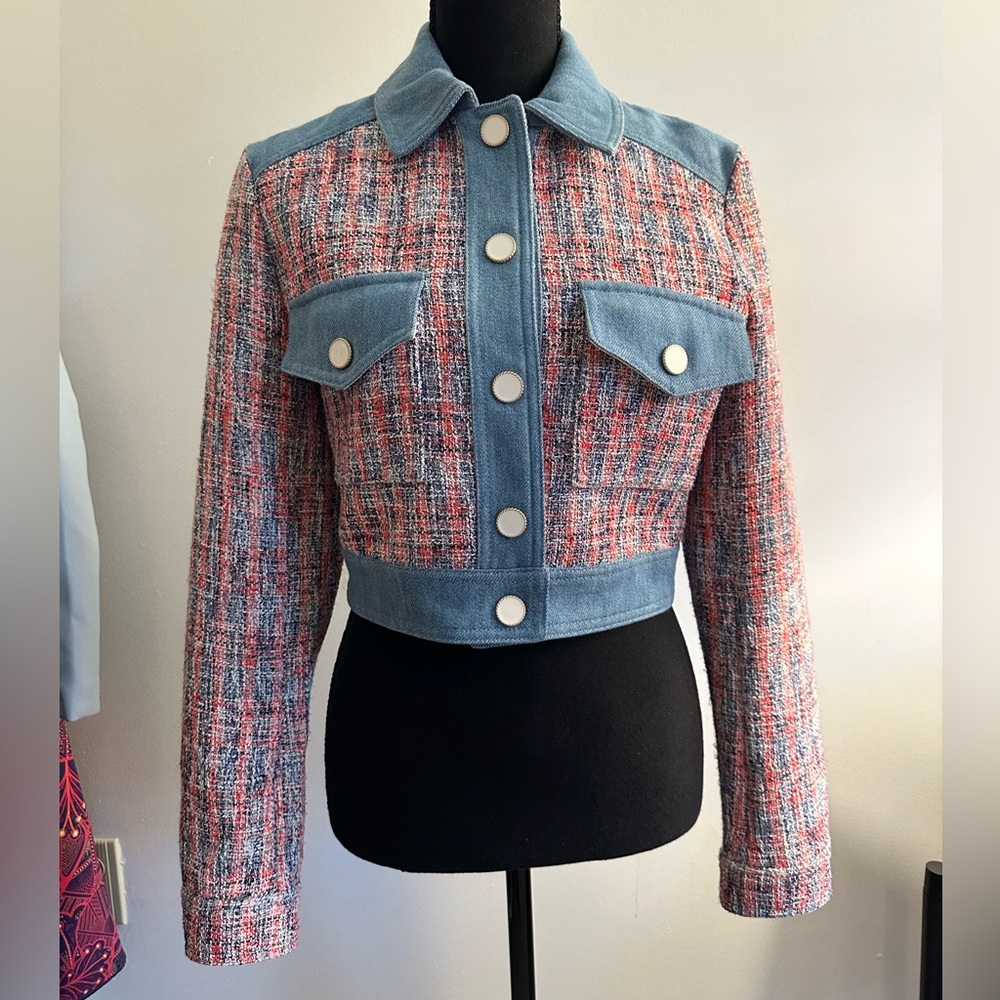 House of Harlow 1960 Red and Blue Jean Jacket